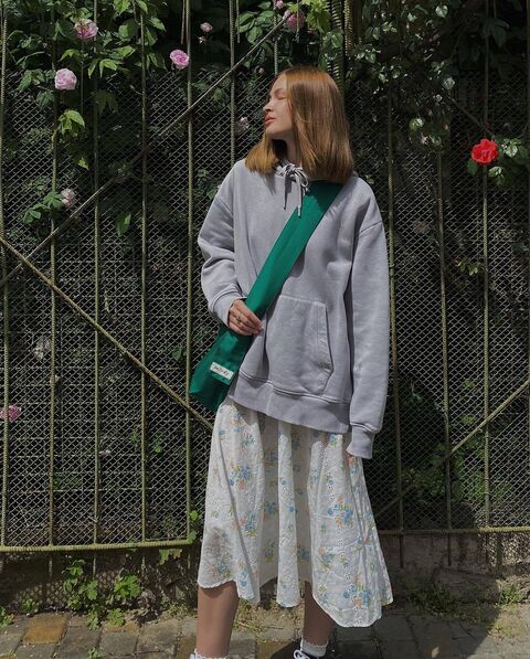 Зеленый шоппер с фиксированной ручкой