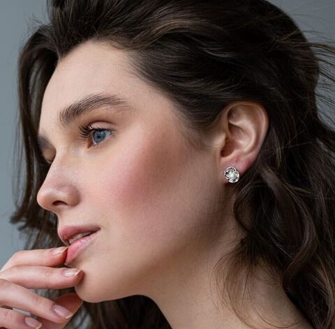 Сережки Перлинка на листку (біла)