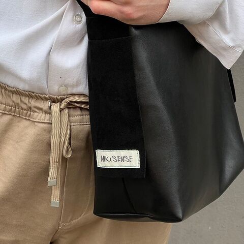 Черный шоппер из эко-кожи