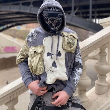 Grey hoodie with white balaclava