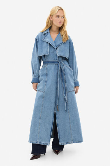 Light blue denim trench coat
