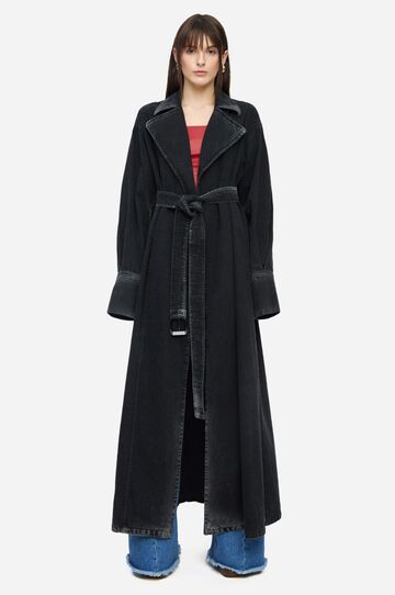 Black denim trench coat