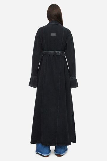 Black denim trench coat