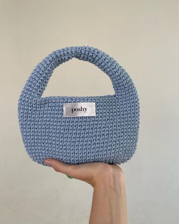 Blue knitted mini bag