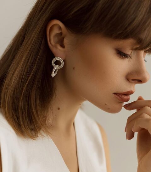 Earrings Wreath with pearls