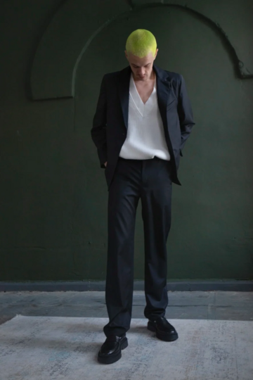 Black woolen trousers for men