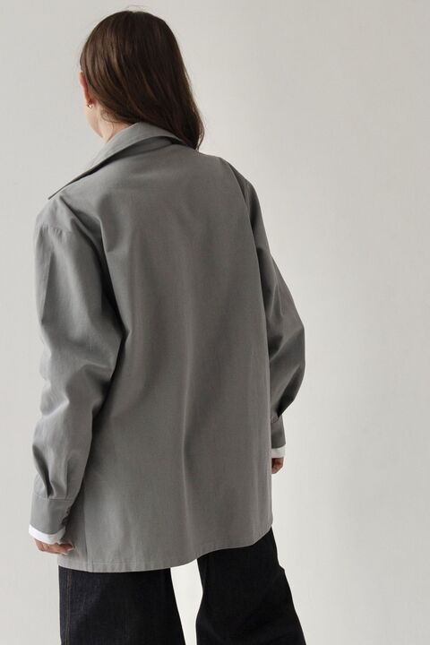 White and gray cotton and cotton double shirt