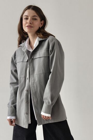 White and gray cotton and cotton double shirt
