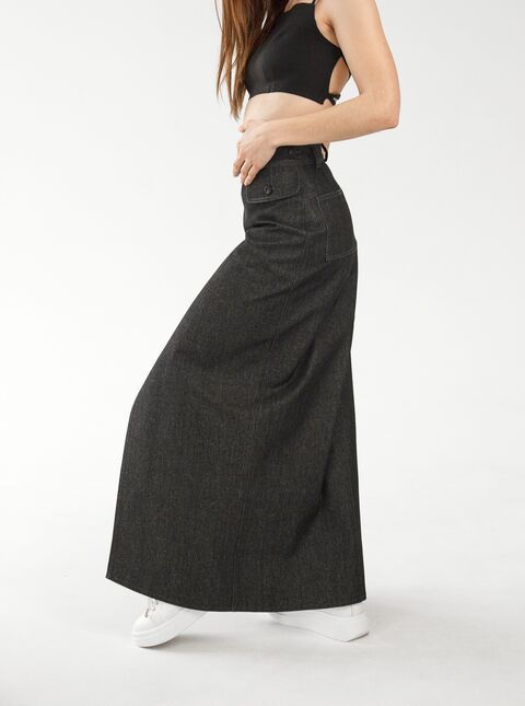 Gray denim wrap skirt