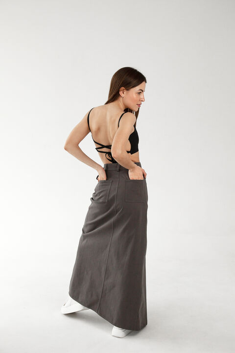 Gray cotton wrap skirt