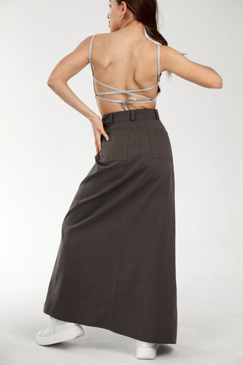 Gray cotton wrap skirt