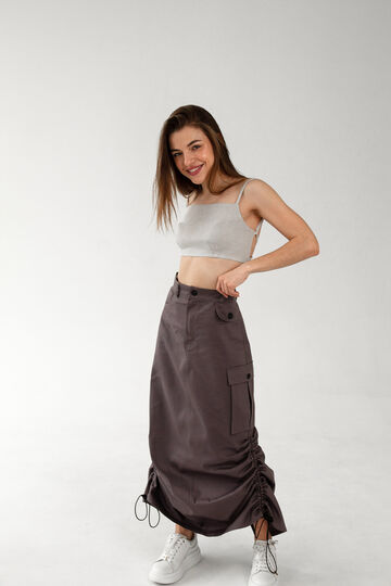 Gray cotton cargo skirt