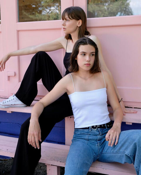 White crop top with thin elastic bands