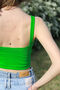 Green top with two stripes