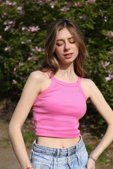 Pink top with two stripes