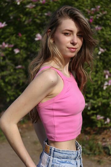 Pink top with two stripes