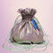 Beige-gray holographic bag with green rope