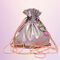 Beige and gray holographic bag with peach rope