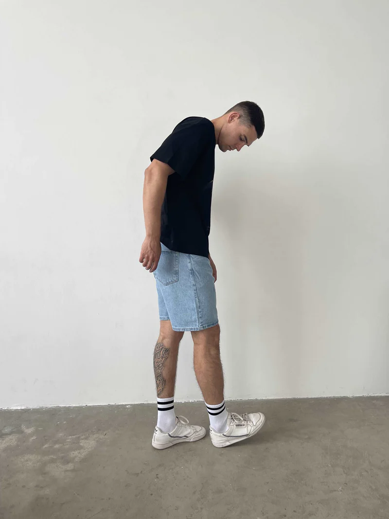 Light blue denim shorts