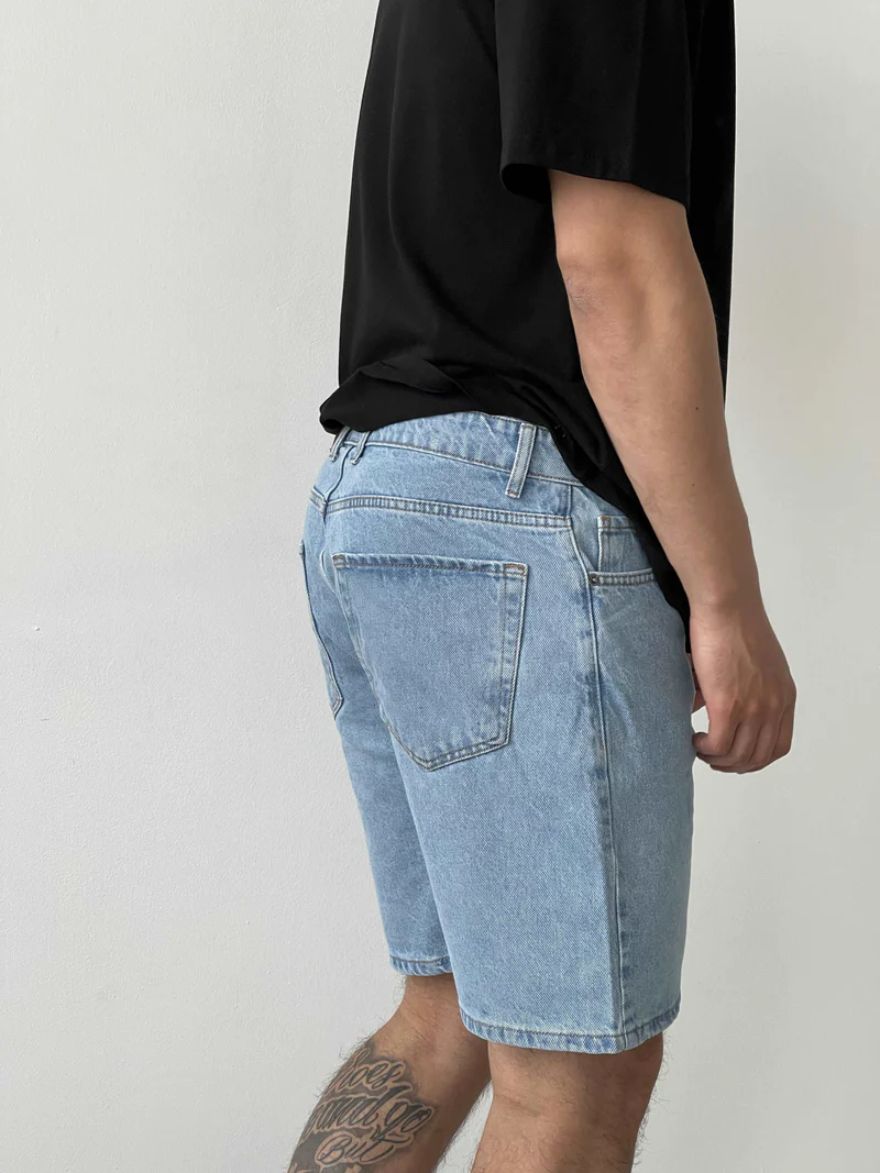 Light blue denim shorts