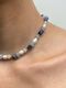 Ожерелье из жемчужин и синих камней