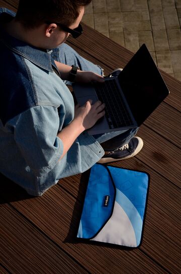 Blue with a white stripe cover for a laptop Piban 13