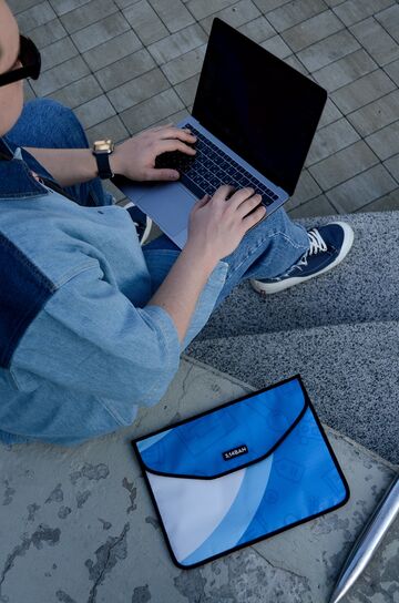 Blue with a white stripe cover for a laptop Piban 13