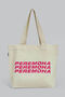 Beige bag Peremoga with a pink print