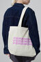 Beige bag Peremoga with a purple print