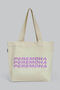 Beige bag Peremoga with a purple print