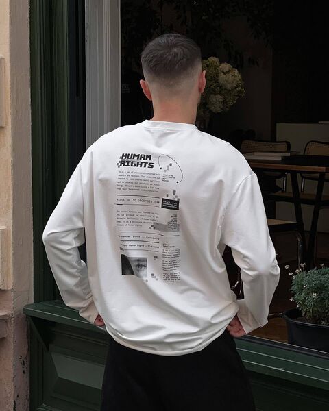 Білий лонгслів Human Eye