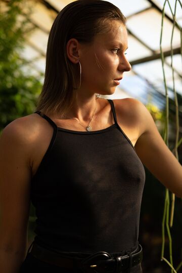 Black top with two stripes