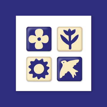 A set of four three-dimensional stickers Ptaxa
