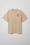 Beige oversized t-shirt ARSC with red logo