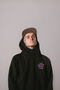 Black oversize hoodie with pink logo