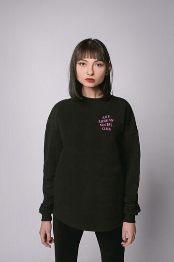 Чорний оверсайз світшот ARSC з рожевим лого