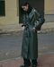 Dark green eco-leather trench coat