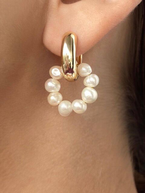Сережки з кільцями з перлин Pearl Hoops