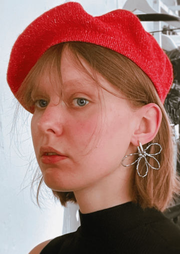 Silver flower earring