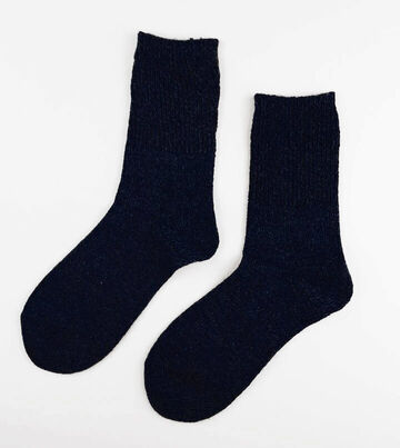 Warm socks of dark blue melange color