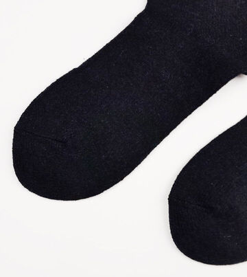 Warm socks of dark blue melange color