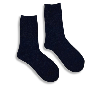 Warm socks of dark blue melange color