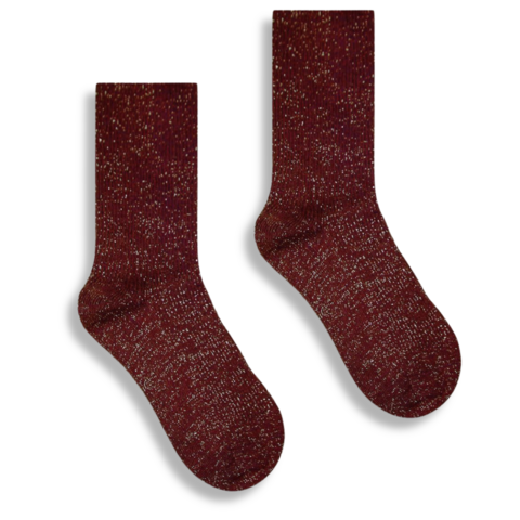 Burgundy wool and lurex socks