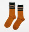 Camel colored cashmere socks with stripes