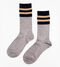 Gray cashmere socks with stripes