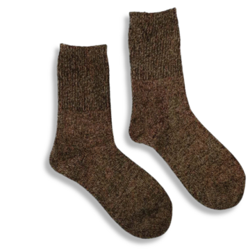 Warm socks in brown melange color