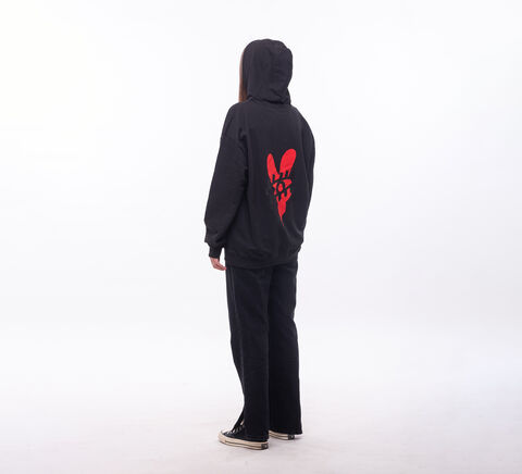Black hoodie OPEN UP YOUR HEART & OPEN UP YOUR MIND with black eye