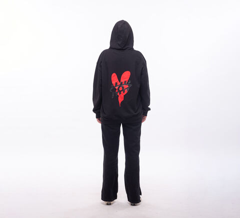 Black hoodie OPEN UP YOUR HEART & OPEN UP YOUR MIND with black eye