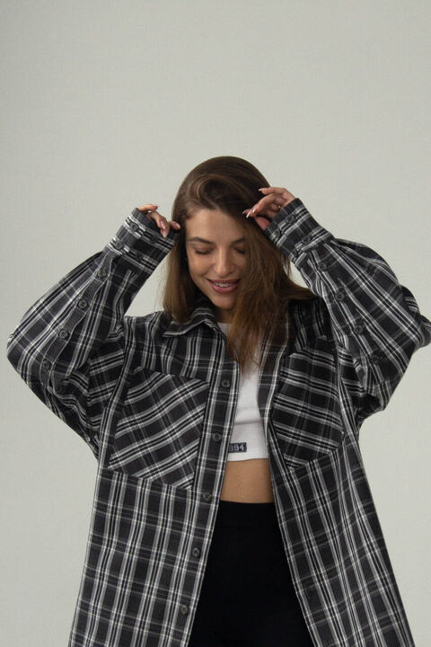 Dark gray checked shirt