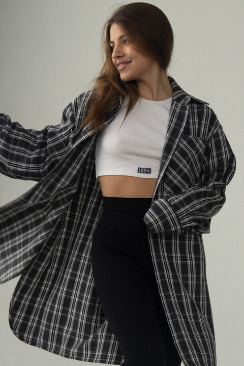 Dark gray checked shirt